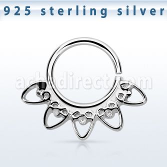 agsepv6 925 silver septum ring in a indian heart design