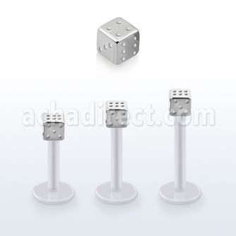 albd3 bio  flex labret, 16g (1.2mm) with a 3mm steel dice