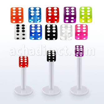 albuvd3 bio  flex labret w 3mm acrylic uv dice