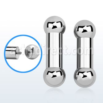 bb00x 10mm 316l steel tongue barbell w external threaded ball