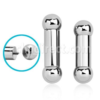 bb0x 8mm 316l steel tongue barbell w external threaded balls
