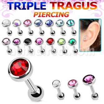 bber62 316l steel tragus piercing w 3  5mm crystal top