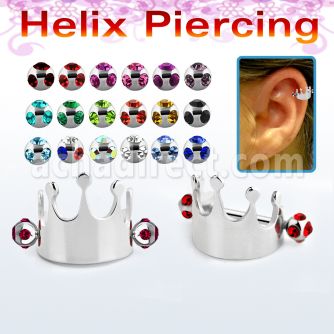 bber68 steel cartilage piercing crown w 2 3mm multi jewel ball