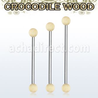 bbincr5 organic industrial barbell w 5mm crocodile wood balls