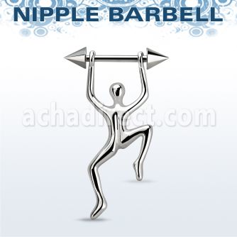 bbnpd11 316l steel nipple barbell w 5mm cones hanging man 