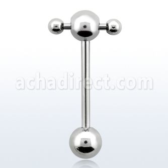 bbspnb 316l steel spinner tongue barbell w spinner bar w balls