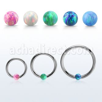 bcr14o3 316l steel ball closure ring 14g 3mm synthetic opal ball