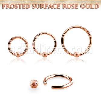 bcrr16f3 rose gold steel ball closure ring, 16g w 3mm frosted ball