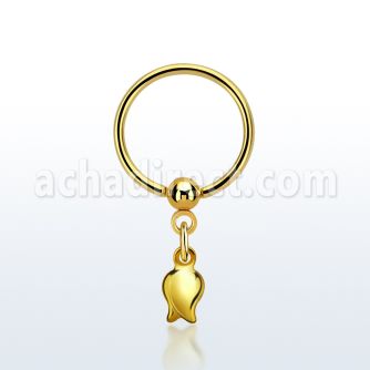 bcrts767 gold steel ball closure ring, 16g w dangling tulip 