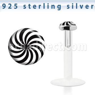 bilg50 bio flex labret w 3mm flat silver top w swirl logo