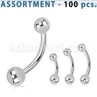 blk195 bulk of 316l steel belly bananas with 5 6mm ball