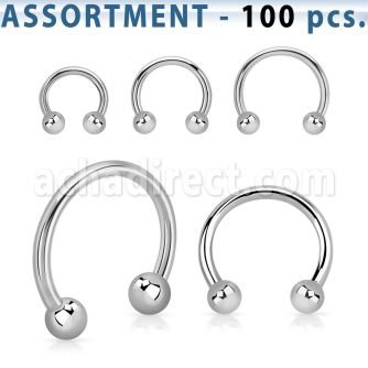 blk22a bulk of 316l steel eyebrow circular barbell w 3mm balls