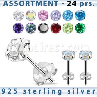 blk258m sterling silver earring stud with 5 8mm round cz