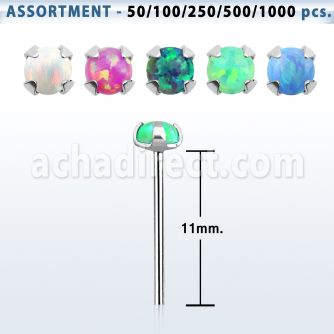 blk573 925 silver bend it nose stud piercing set w 2.5mm opal