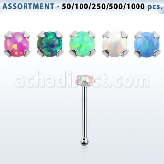 blk598 bulk of silver nose bones w prong set 1.5 synthetic opal