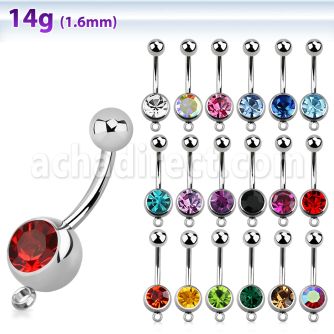 bn1cgh 316l steel belly banana w bezel plain ball w hook