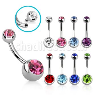 bn2cgin 316l steel belly banana w 8mm threaded 5mm bezel ball