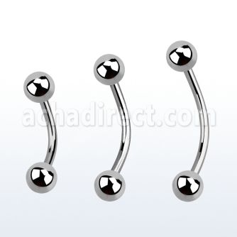 bne20b surgical steel eyebrow banana with two 3mm balls