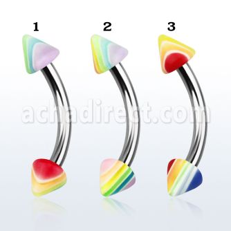 bnebdn 316l steel eyebrow banana with 3mm acrylic bead cone