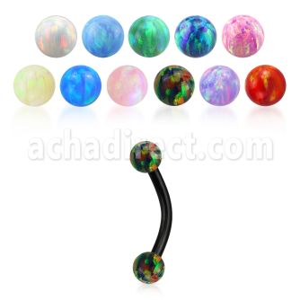 bnetop3 anodized steel eyebrow banana w 3mm synthetic opal balls