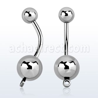 bngh 316l steel belly banana w 8 5mm plain steel ball w hook