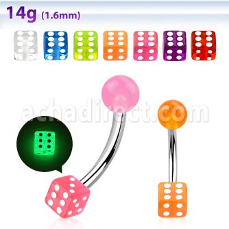 bngldi 316l steel belly banana with a 5mm glow ball dice