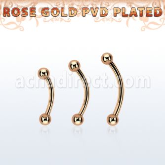 bnttb3 rose gold steel banana w 2 3mm balls