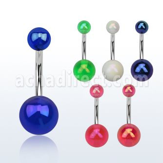 bnuvab 316l steel belly banana w 58mm ab coated acrylic balls