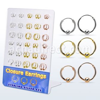 br410m board w gold silver ball closure earring 16 3 4mm ball