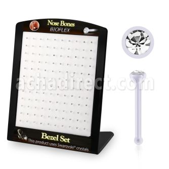 brac17 display w 120 bio  flex nose bones w 2mm clear crystal
