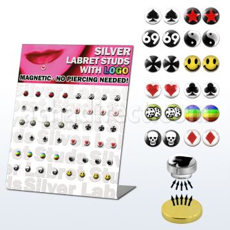 brmlg magnetic fake labret stud with logos magnet backing