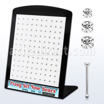 brnbpmc7 display w silver nose bone w mix pong set clear crystal