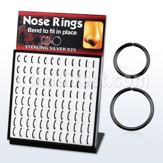 brnhmx13 display w real gold black plated 925 silver nose rings