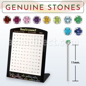 brnypge display w 120 silver bend it nose stud w genuine stone