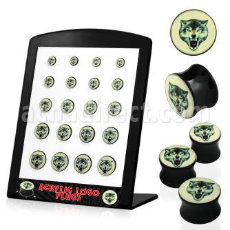 brpg105 board w acrylic double flared plug w wolf picture