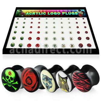 brpg157 board of acrylic screwfit double flared plug w designs