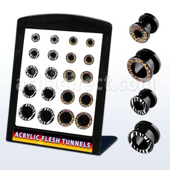 brpg84 board of black acrylic flesh tunnel with zebra leopard
