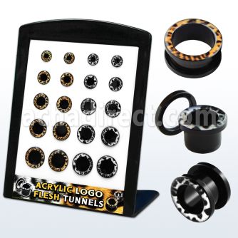 brpg90 board of acrylic screwfit flesh tunnel with leopard