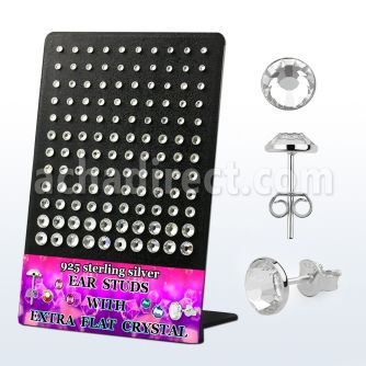 brvfbc display w silver ear stud w extra flat clear crystal top