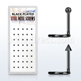 bxns4 box w 40 pcs of black steel nose screw w ball cone top