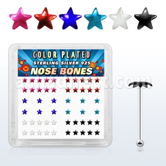 bxpsar silver nose bone with color plated star shaped top