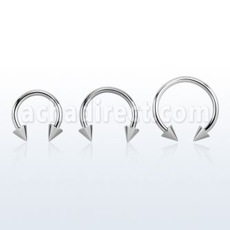 cbcnm 316l steel circular barbell, 14g (1.6mm) w 2 4mm cones