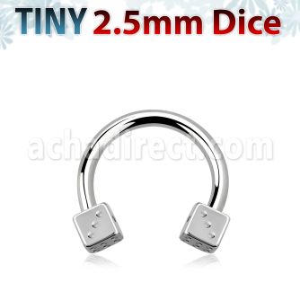 cbedi25 316l steel circular barbell with two tiny 2 5mm dices