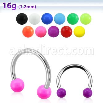 cbesab 316l steel circular barbell w solid color acrylic ball