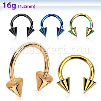 cbetcn5 anodized 316l steel circular barbell with two 5mm cones