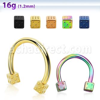 cbetdi25 anodized 316l steel circular barbell with 2 5mm dices