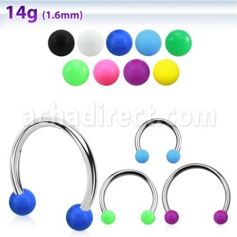 cbsab4l xxl steel circular barbell, 14g w 4mm solid color balls