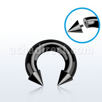 cbtcn0 black pvd plated 316l circular barbell with 10mm cone