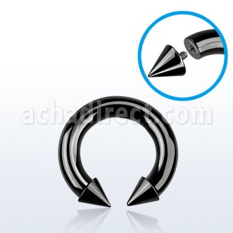 cbtcn2 black pvd plated 316l circular barbell with an 8mm cone