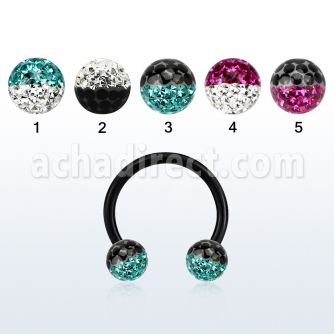 cbtfr6e anodized 316l circular barbell w 2 color crystal ball